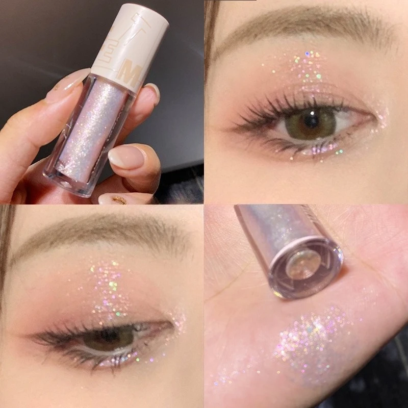 Ombretto liquido glitterato Illumina il trucco del baco da seta sdraiato Liquido diamante impermeabile Illumina i cosmetici per il trucco duraturo del baco da seta