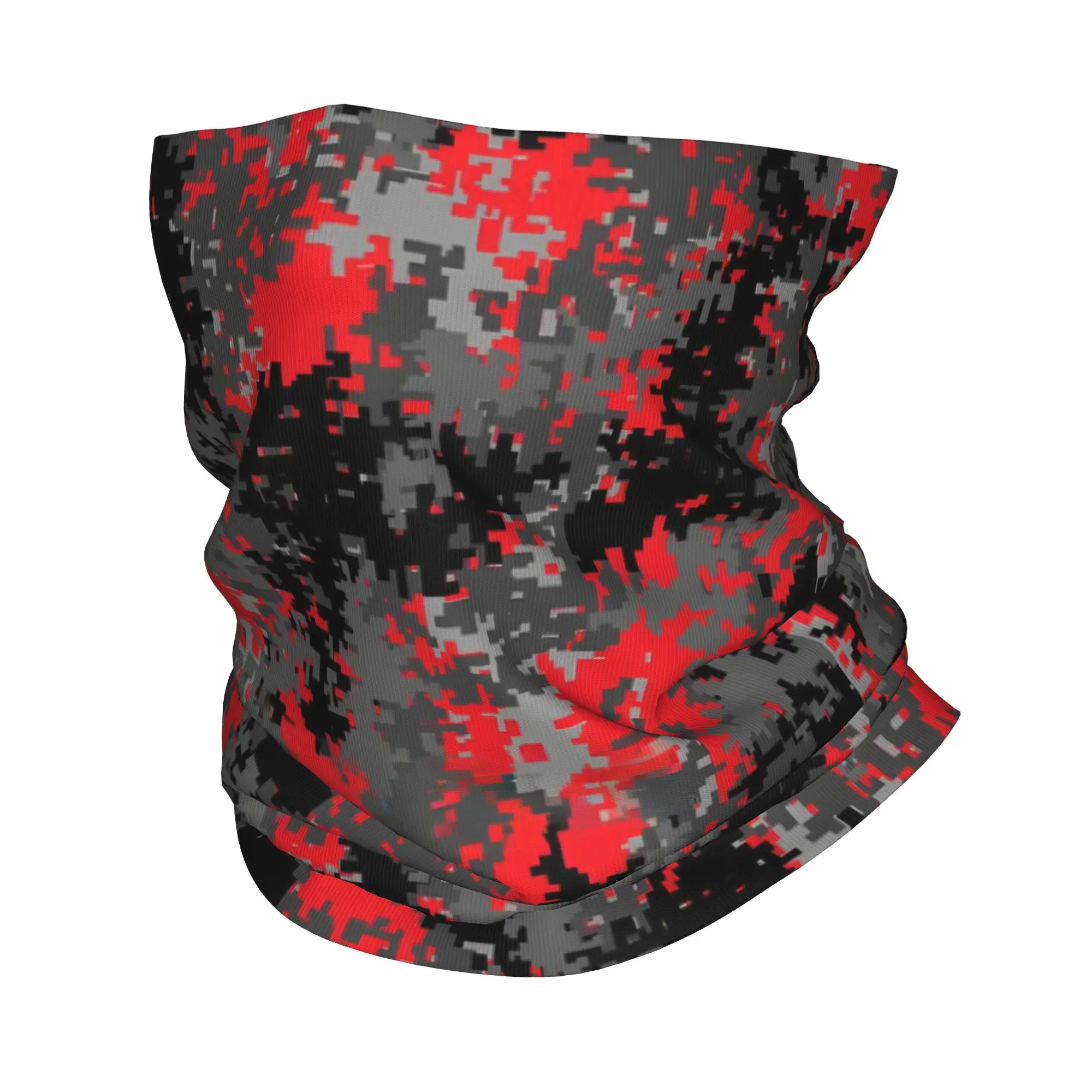 

Красная камуфляжная бандана на заказ, теплая бандана для мужчин и женщин, зимний походный лыжный шарф, гетры, классический пиксельный блок, чехол для лица