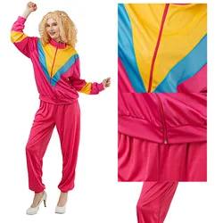 Retro 80S Hip Hop Stage Performance Cosplay Costume Sportswear for Women Adult Outfits Halloween Carnival Party Roleplay Suit