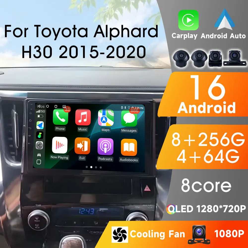 

Автомагнитола для Toyota Alphard H30 2015-2020, Android 16, мультимедийный проигрыватель, автомобильное радио, видео, стерео, CarPlay, Bluetooth