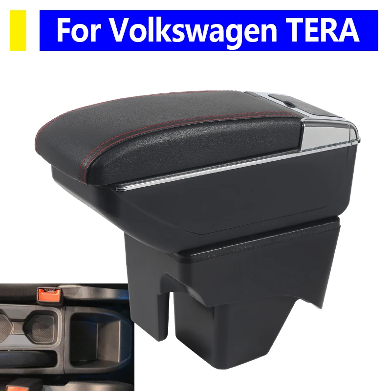 

Автомобильный подлокотник для Volkswagen TERA, органайзер для консоли с подстаканником, черный, из искусственной кожи, аксессуары для автомобиля