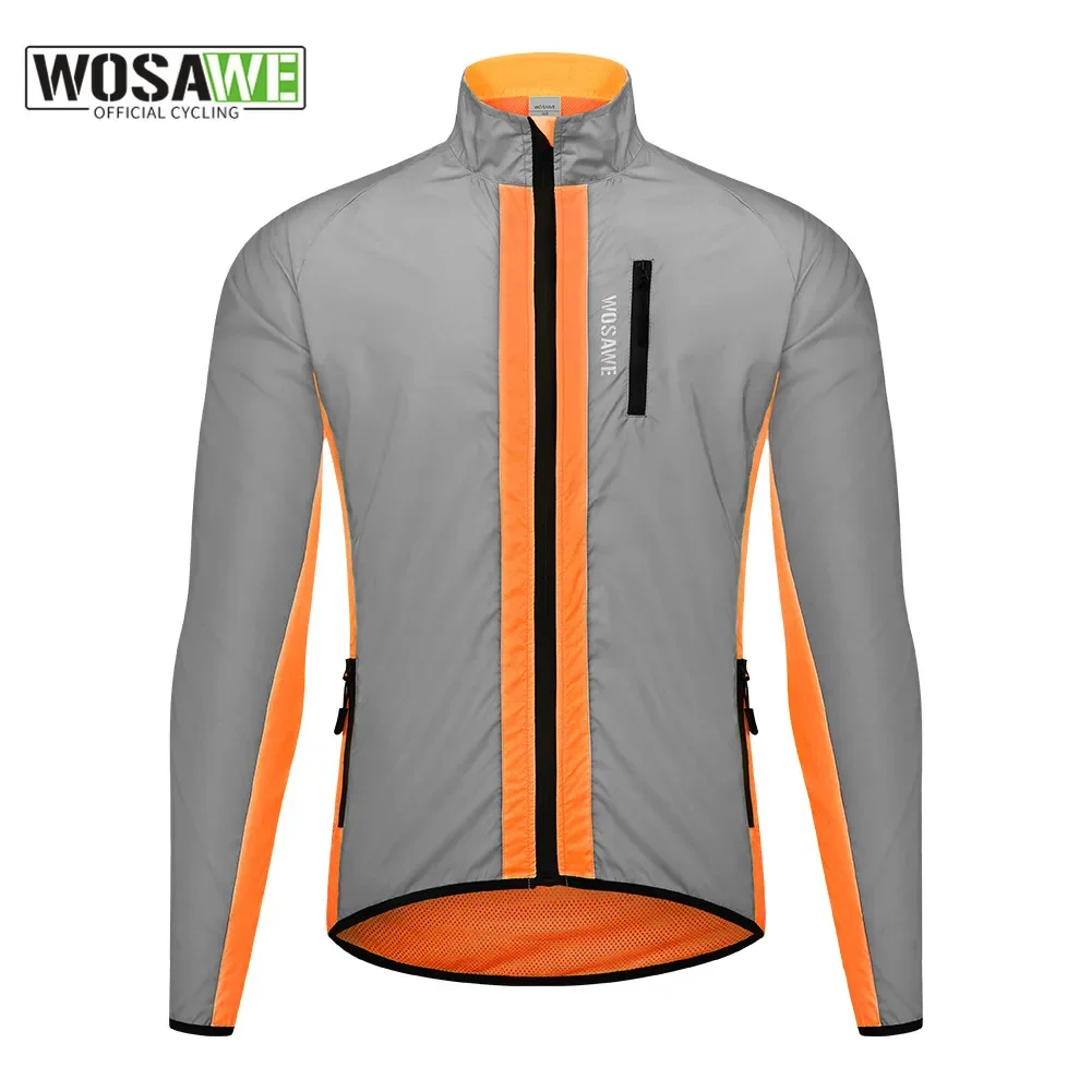 

WOSAWE Ultralight Reflective Men Cycling Jacket Waterproof Riding Running Windbreaker Mix Of Fluorescent Coloured Silver Panels