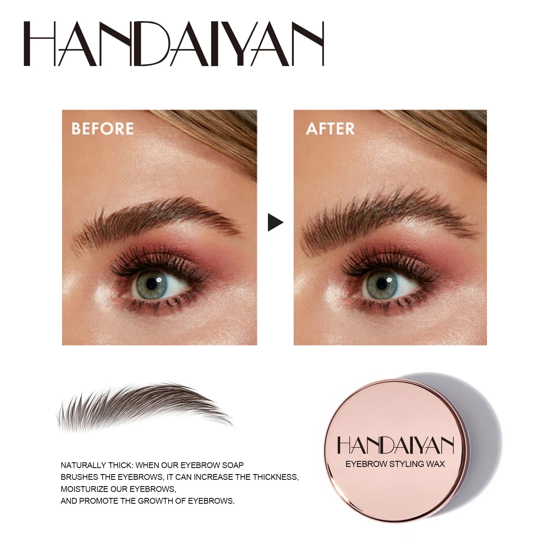 Pommade transparente pour femmes, Gel à sourcils, fixateur de cire avec brosse, maquillage cosmétique pour sourcils, savon coiffant