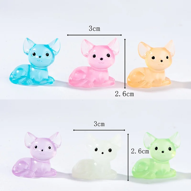 10Pcs Colorful Luminous Cat Micro Landscape Accessories Outdoor Miniature Decor Glow in Dark Cats DIY Fairy Garden Decoration