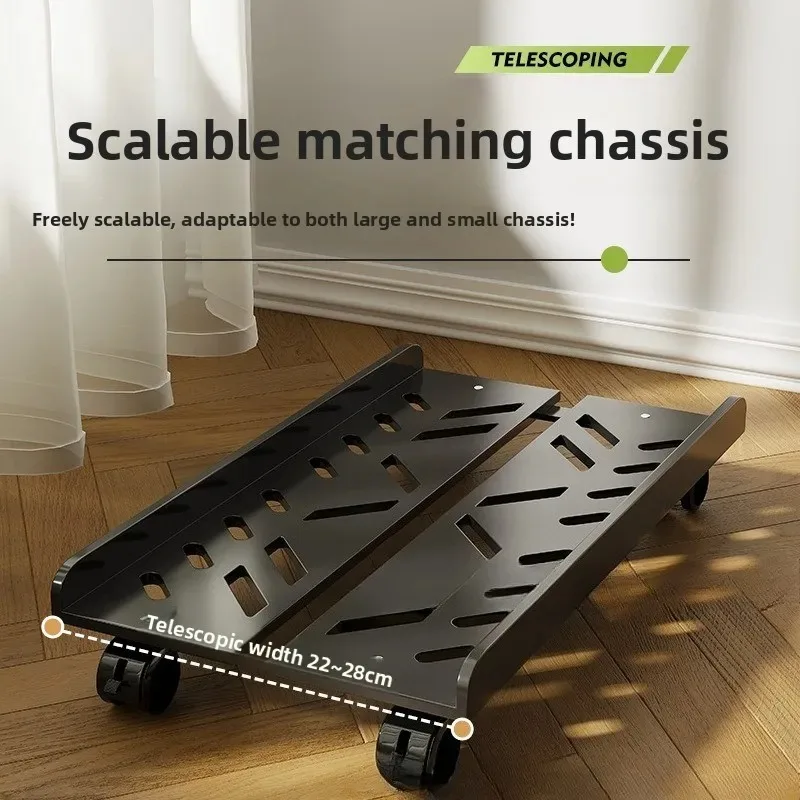 حامل وحدة المعالجة المركزية المحمول القابل للتعديل لسطح المكتب تحت المكتب وحامل وحدة المعالجة المركزية للتهوية مع حامل برج الكمبيوتر مع حامل صينية الكمبيوتر بعجلات مكون من 4 عجلات #2