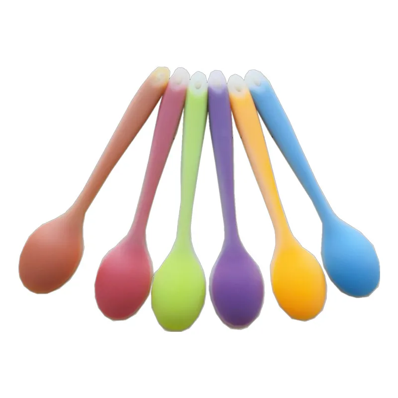 Transparent Silicone Soup Spoon Kitchen Utensil with Hanging Design And Storage Hooks Eco-Friendly Cooking Spoons for Soup
