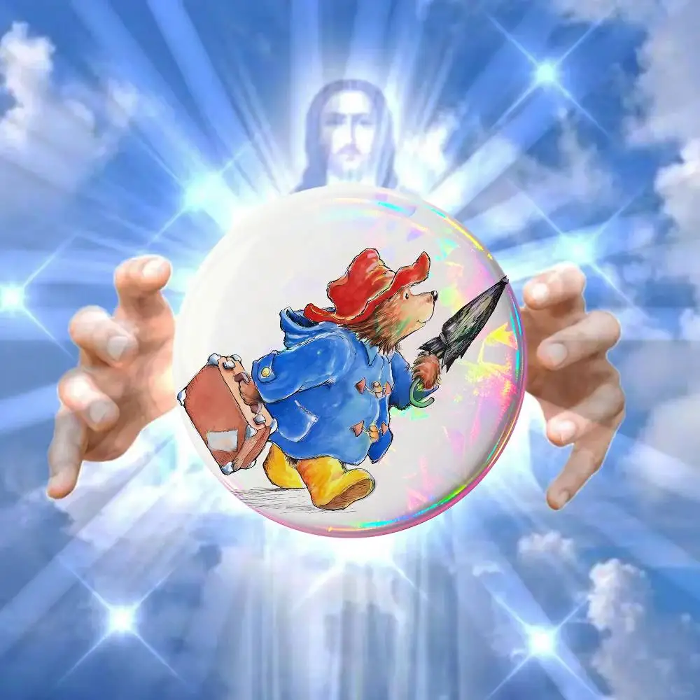 

P-Paddington Bear Brooches for Backpack Jewelry Accessories Gift Round Creative Anime Badge Brooch on Gifts