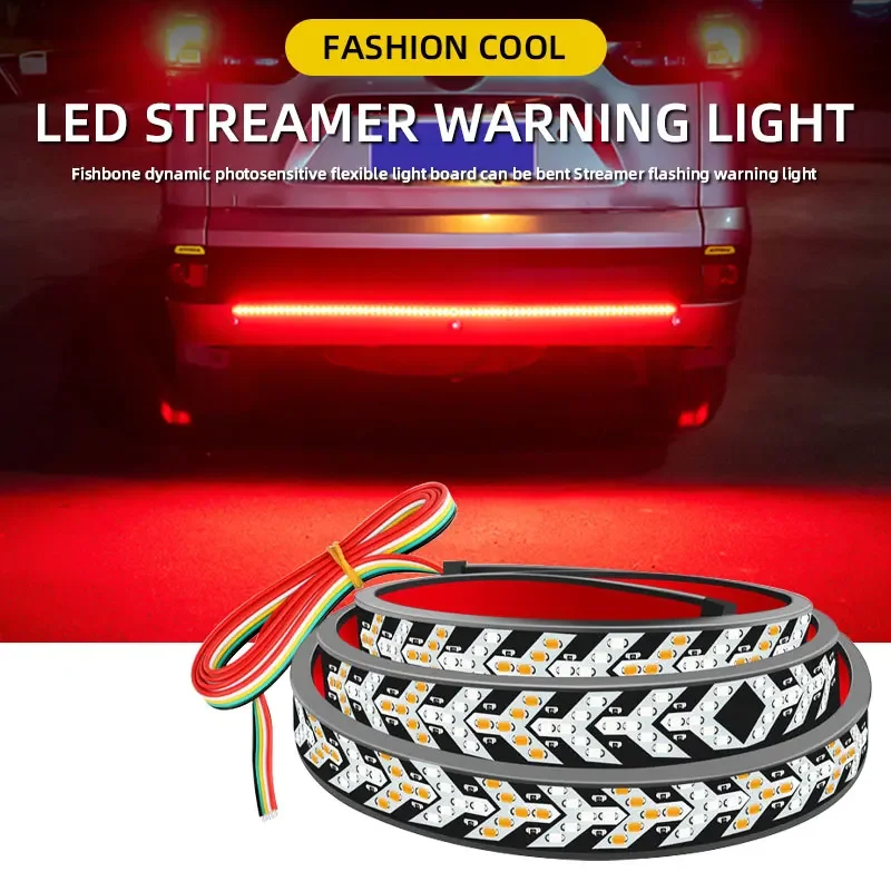 1.2/2/2M Car Truck LED Tailgate Light Strip Turn Signal Lamp Flowing Dynamic Warning Brake Reverse Tail Light For Pickup 12-24V