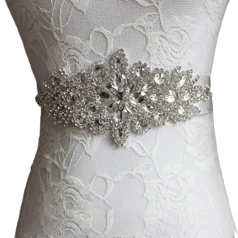 bride belt high-end luxury rhinestone bride satin belt ladies satin belt wedding dress and dress accessories