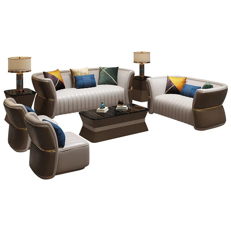 Modern light luxury sofa luxury Italian curved sofa villa living room furniture combination sponge