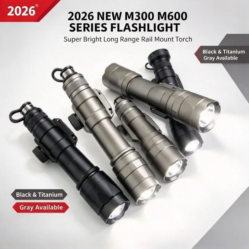 2026 New M300 M600 Style LED Flashlight Super Bright Constant On Remote Switch Rail Mount Outdoor Camping Gear