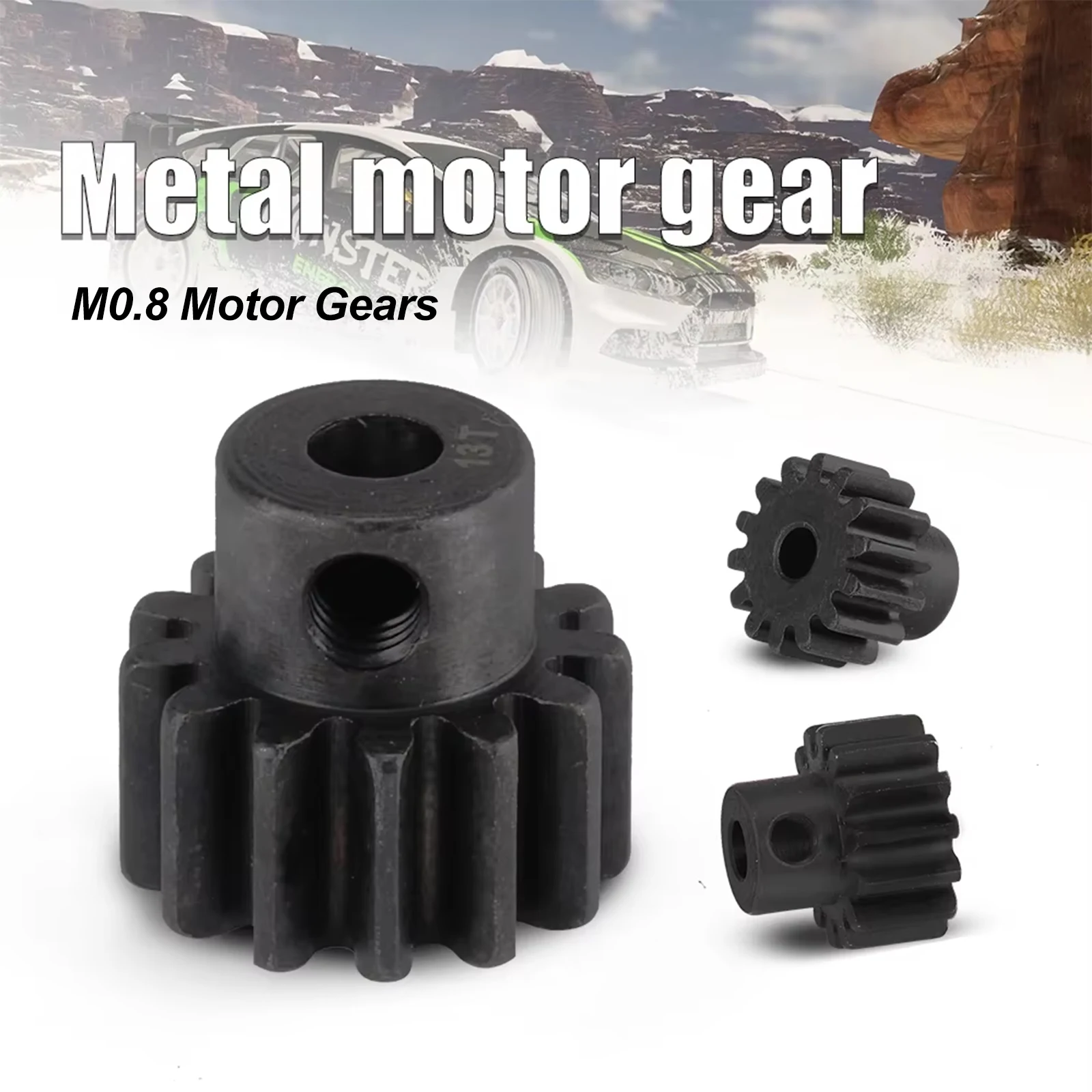 M0.8 3.175mm Motor Gear 10T 11T 12T 13T 14T 15T 16T 17T 18T 19T 20T 21T Hardened Steel Metal Pinion for 1/10 RC Car Accessories