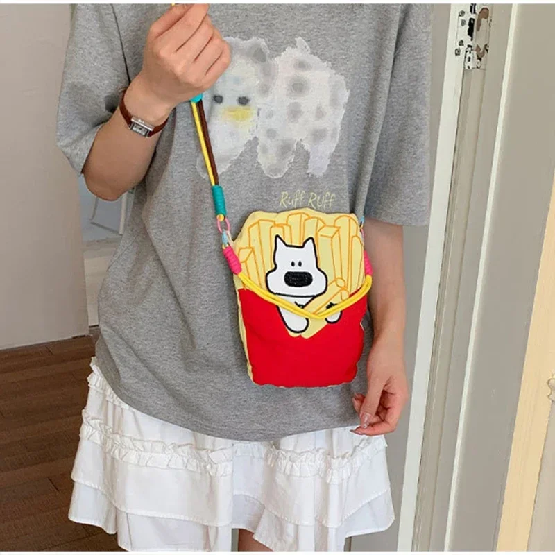Niedliche Cartoon-Tier-Stickerei Umhängetasche, Bunte Mini-Geldbörse, Leichte Nylon-Kinder-Handytasche, Damen-Schultertasche – Detail 20