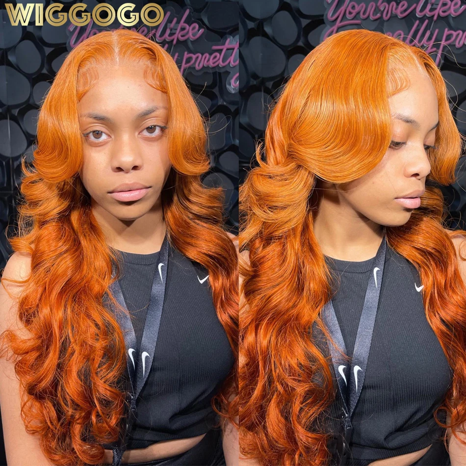 Wiggogo Orange Ginger Human Hair Wigs Hd Lace Wig 13X4 Ginger Lace Front Wig Human Hair Deep Body Wave 13X6 Hd Lace Frontal Wig