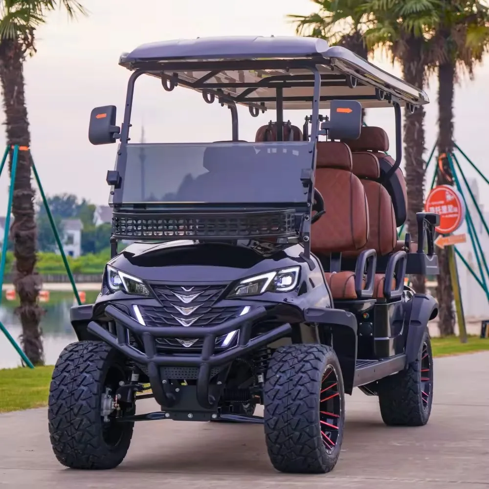 Customized New Energy 6 Seater Golf Cart  4000/5000/7000/7500W AC Motor Lithium Ion Battery 25mph Off Road Electric Golf Carts