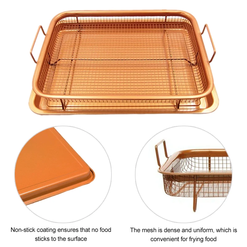 1 Set Baking Tray Oil Frying Baking Pan Non-stick Chips Basket Baking Dish Grill Mesh Kitchen Tools