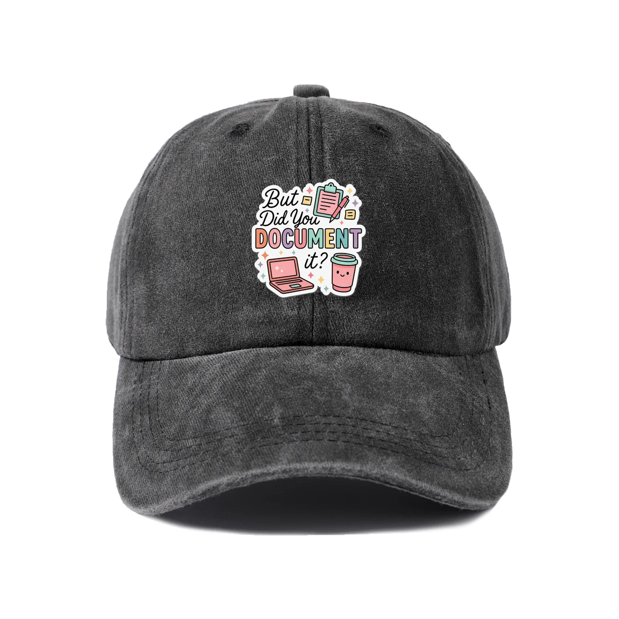 Document It? Graphic Baseball Cap, Vintage Washed Adjustable Unisex Dad Hat, Casual Gift