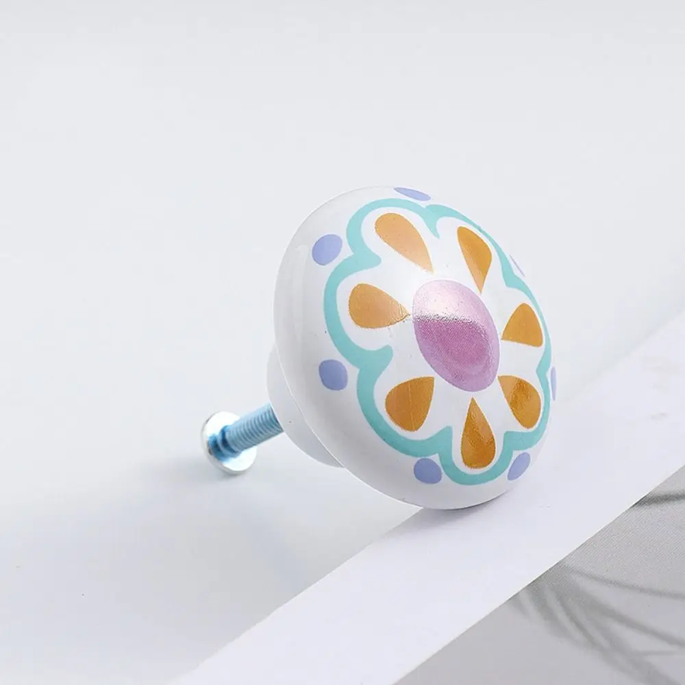 Wardrobe Pulls Ceramic Door Handles Cupboard with Screw Animal Furniture Handles Leopard Round Cabinets Drawers Knobs Kitchen