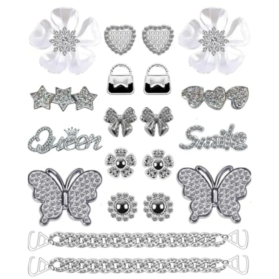 

Bling Shoe Charms Designer Bling Chain Shoes Accessories for Women Girls Jewelry Cute Shoe Decoration Charms Butterfly Flower f