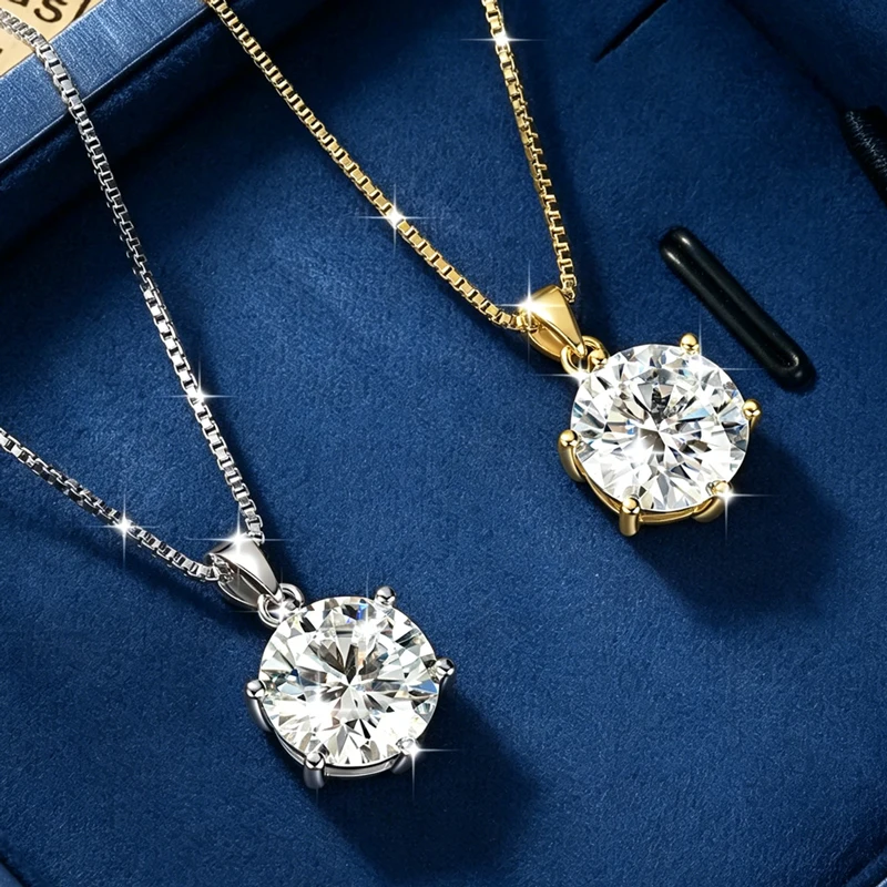 IOGOU Solitaire 6.5mm-11mm Lab Imitation Diamond Women Necklace 1CT-5CT VVS1 D-Color Moissanite Pendant Necklace Jewelry Gifts