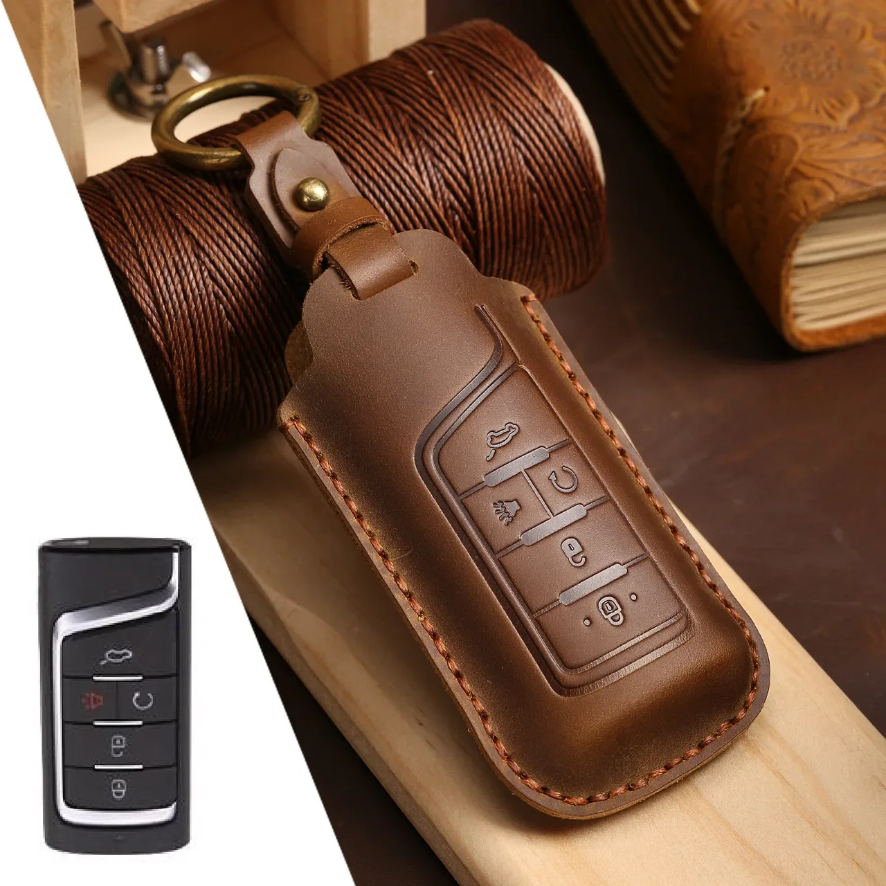 Leather Car Remote Key Case Cover For GAC Trumpchi GS7 GS8 GM8 GS5 GA6 GM6 2016 2017 2018 2019 2020 2021 2022 2023 Accessories