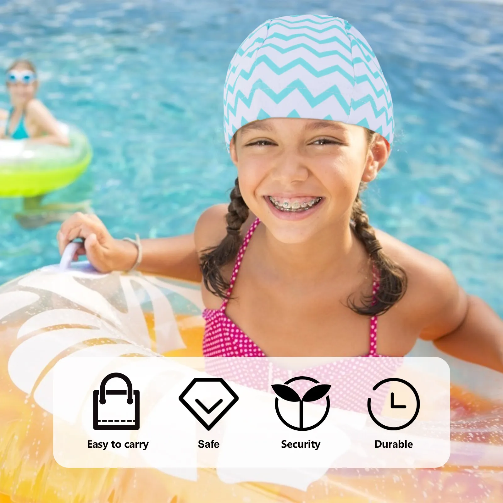 

1Pcs Waterproof Swim Cap Children Swimming Hat Elastic Nylon Kid Bathing Cap Ear Protection Safe Swim Accessory