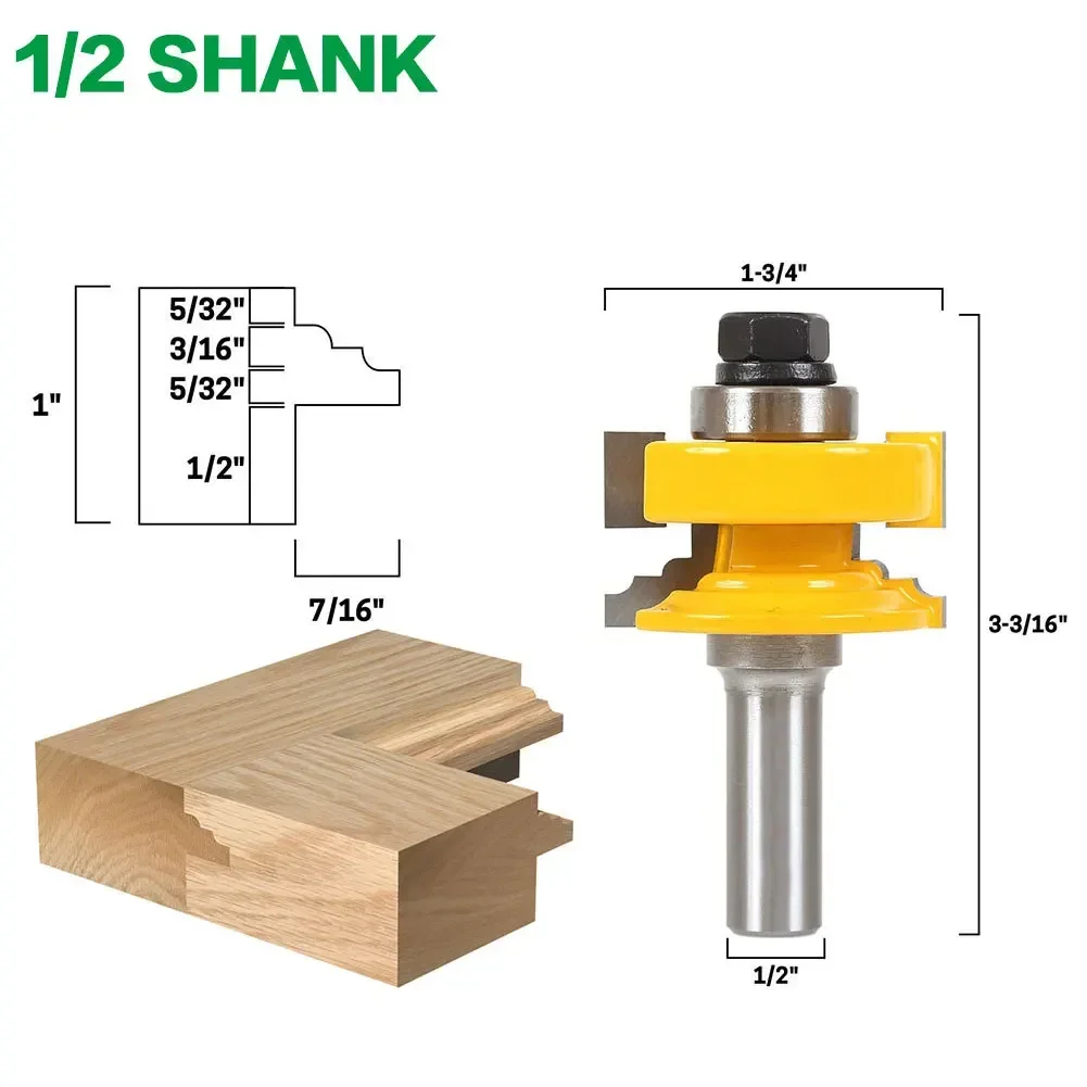1PC 1/2" 12.7MM 12MM Shank Milling Cutter Wood Carving Classical Ogee Reversible Glass Door Router Bit For Wood Woodworking Tool