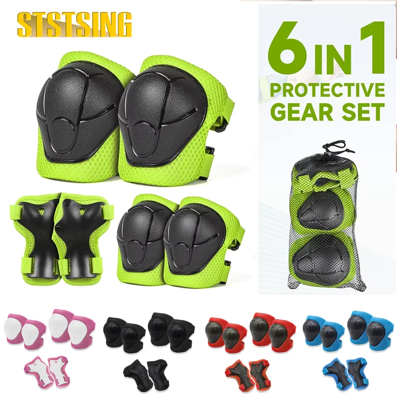 Kids Protective Gear Knee Pads and Elbow Pads 3 in 1 with Wrist Guard for Rollerblading Skateboard Cycling Skating Bike Scooter