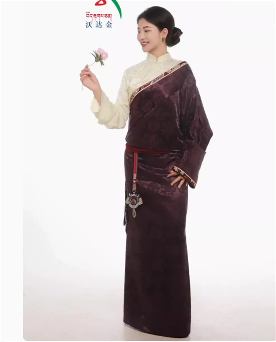 Women's long Tibetan clothes hang well, Zhuogu Tibetan robes are worn with new Chinese Kangba Xizang clothes