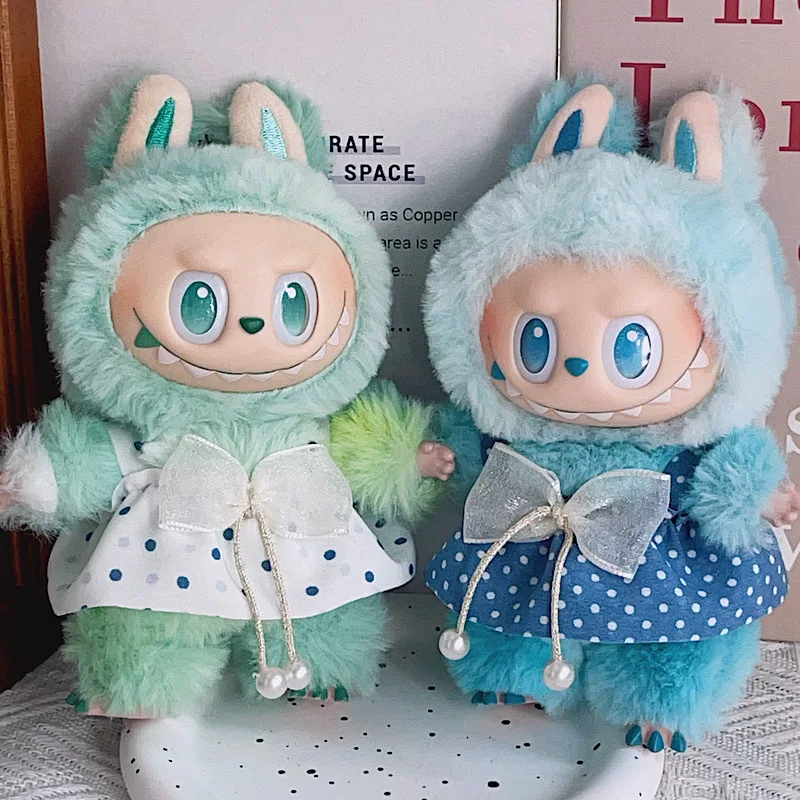 

17cm Labubu 1-3 Gen Doll Outfits | Blue Sky and White Clouds Skirt | Stylish Clothes for Labubu Plush Pendants Accessories