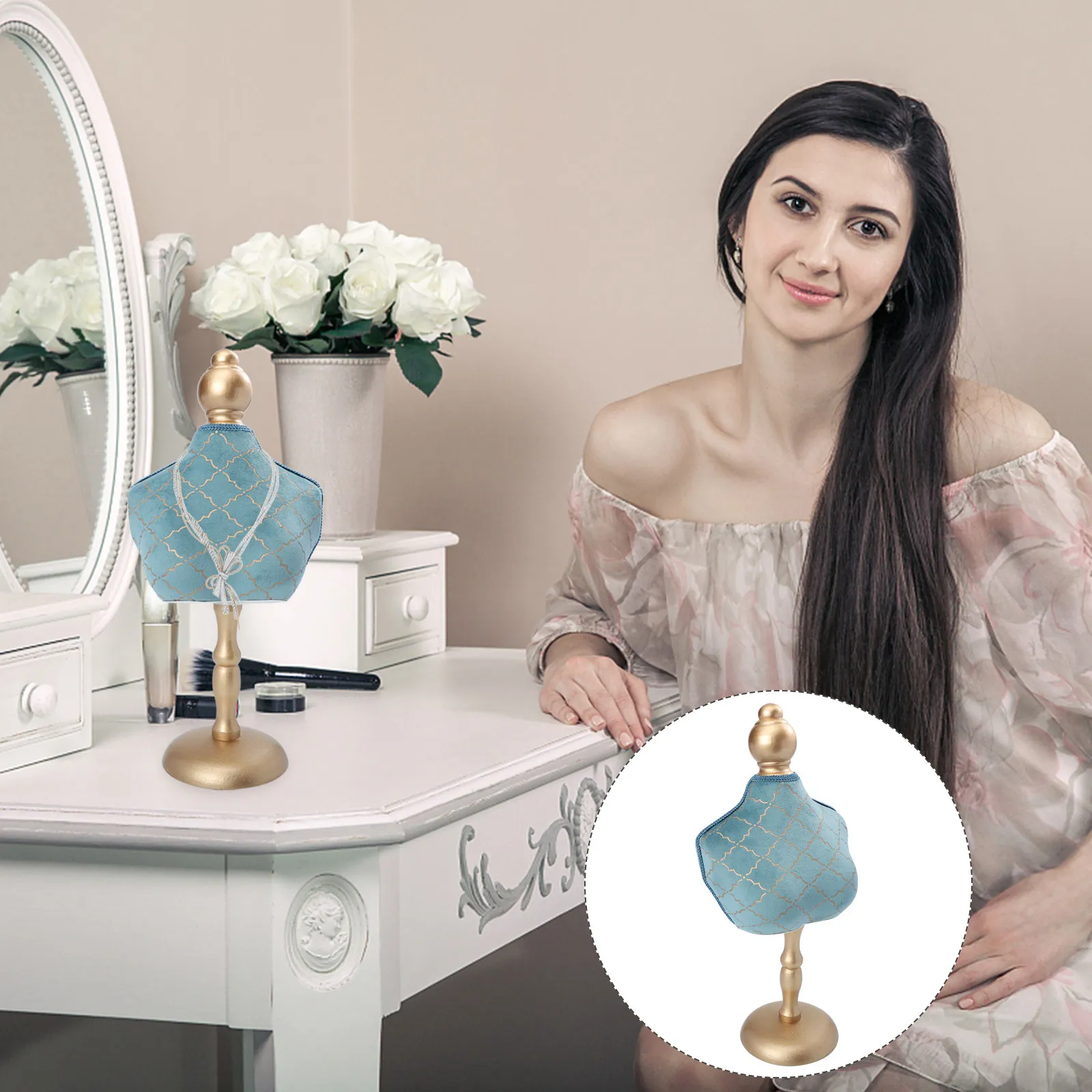 Stamping Necklace Holder Elegant Jewelry Display Stand Decorative Organizer for Home Photography Prop Jewelry Storage