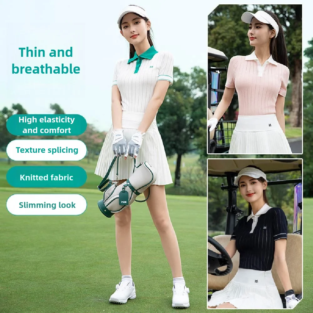 PGM Summer Women's Golf Polo T-shirt,Breathable Stretchy Short Sleeve for Tennis & Golf,Quick-Dry Women Sports T-shirt YF802