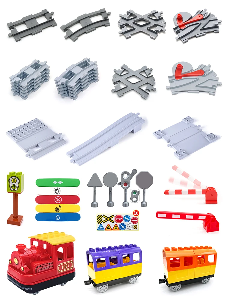 Accessoires voor treinspoor voor kinderen Grote bouwstenen DIY-spoorwegspeelgoed Grote blokken Compatibel Duploed STEM Educatief cadeau Peuters - afbeelding 2