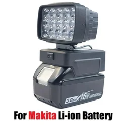 Working LED light with USB charger and switch Makita 18V lithium-ion battery cordless emergency floodlight handheld flashlight