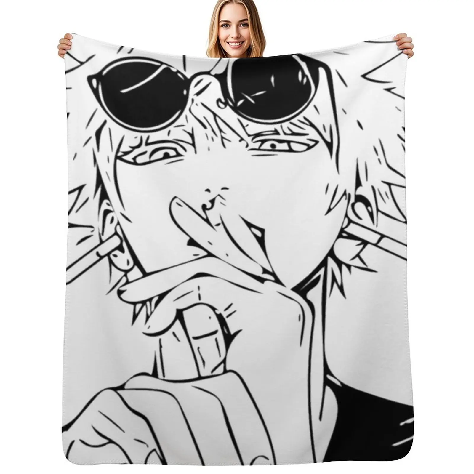 

Gojo Satoru Sticker Throw Blanket wednesday Thins Plush warm winter Blankets