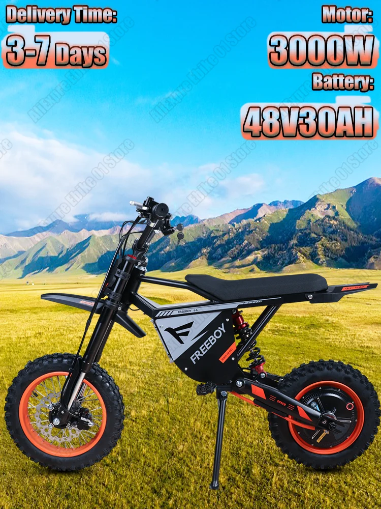 AliExpress NONE E-bike 3000W Motor 48V30AH Electric Motorcycle Electric Bicycle 12inch Front Wheel 10inch Rear Wheel Off-road Tire Electric Bike