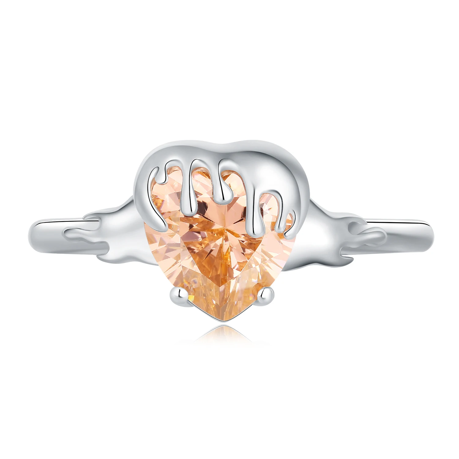 JewelryPalace New Arrival Honey Heart 3.3ct Morganite Color Gemstone 925 Sterling Silver Statement Ring for Woman Trendy Jewelry