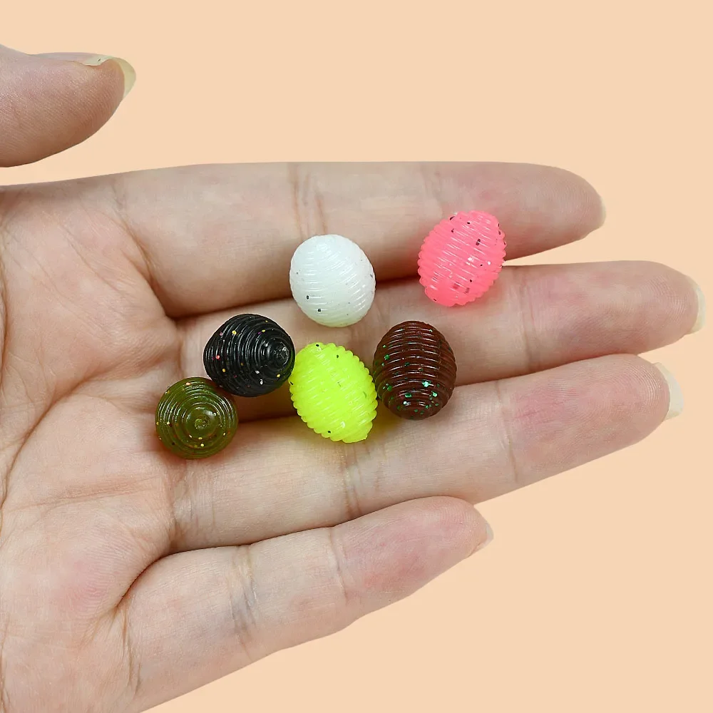 24 Uds Luya cebo blando PVC Micro Material agua vesícula biliar pelota Rugby patata negro Pit pescado cebo salado accesorios de pesca señuelo - imagen 4