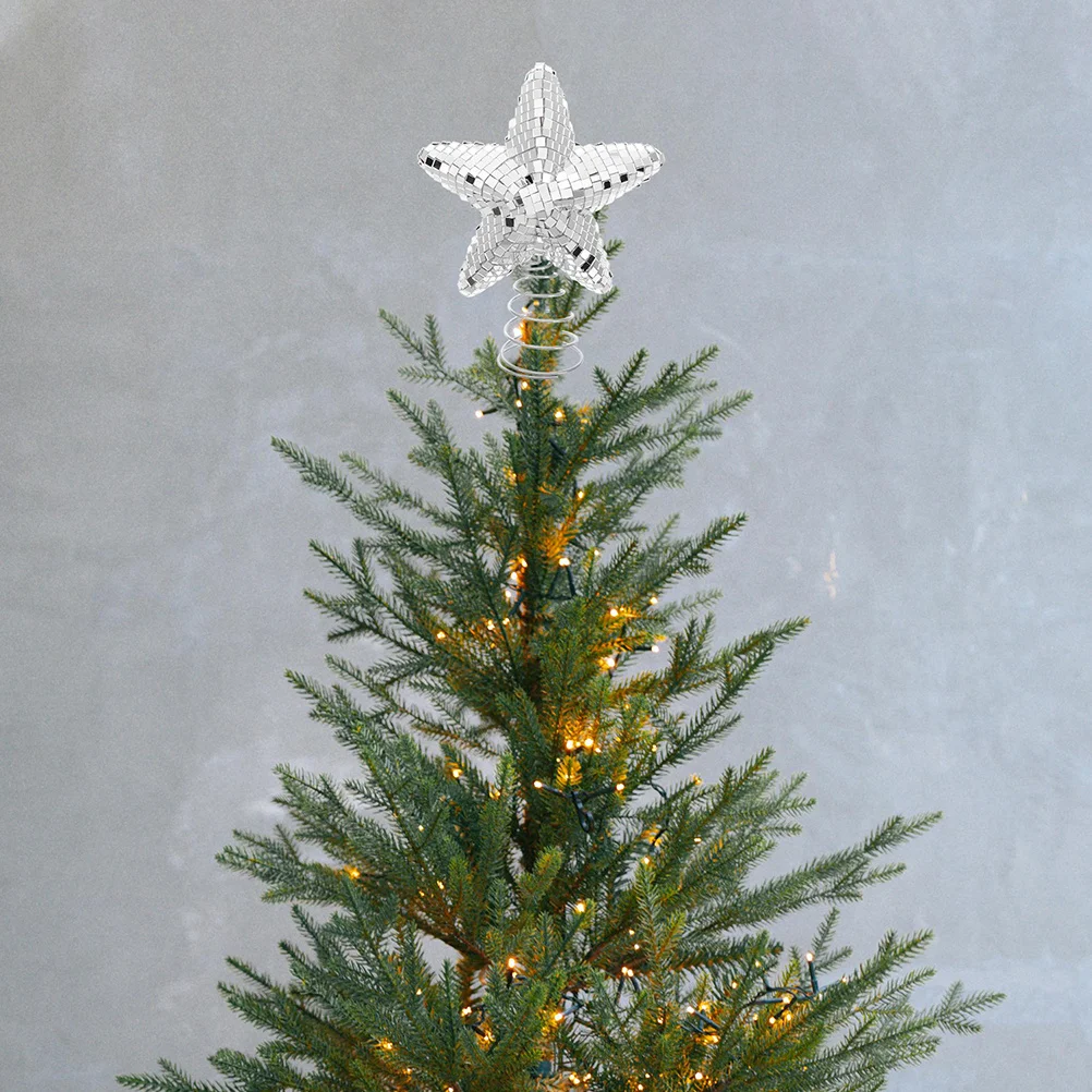 

Reflective Tree Topper 20cm Mirror Glass 70s Party Ornament Xmas Decoration Reflective Disco Tree Topper