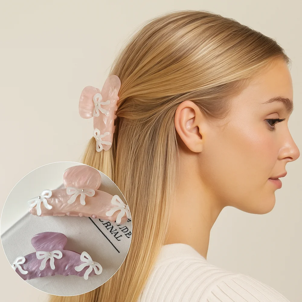 

Cute Rhinestone Bow Hair Claw Barrette Ballet Zircon Hairpin Headwear Korean Style Acetic Acid Shark Clip Female