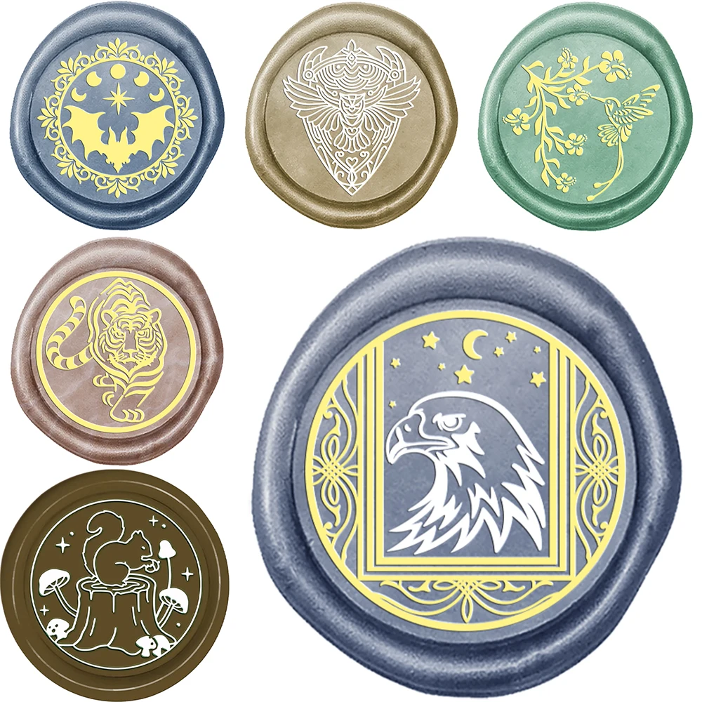 1 Stück Wachssiegel-Stempel, Tiere, Adler, Fledermaus, Tiger, Eichhörnchen, gemischtes Muster für DIY, Scrapbooking, Einladung, Geschenkkarten, Dekorationen, Basteln