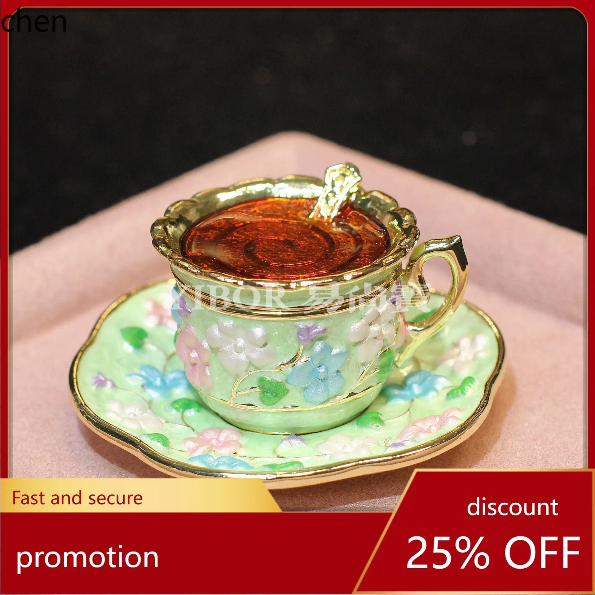 

H1 Metal Enamel Jewelry Box Creative Coffee Cup Ornament Ring Earring Accessories Storage Box Gift Wholesale