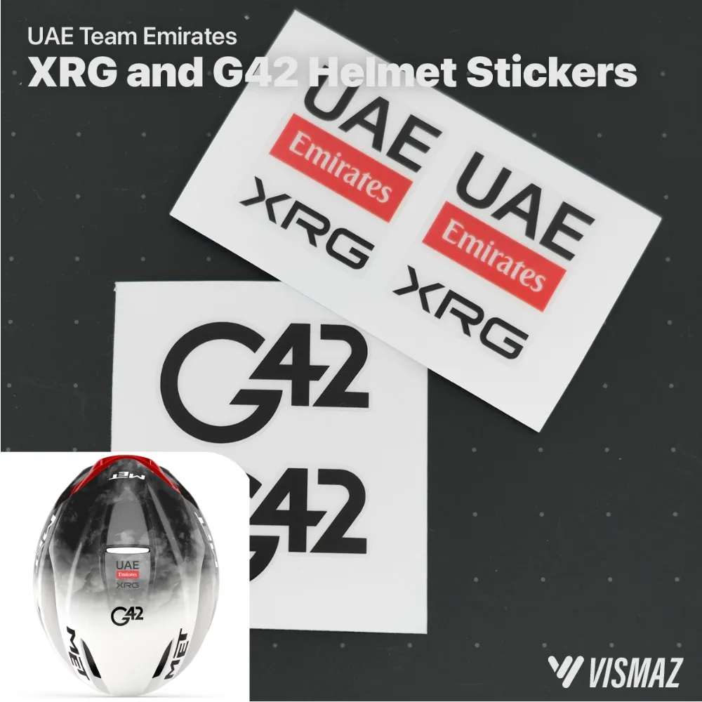 AliExpress UAE Team XRG G42 Bike Helmet Stickers Cycling Team DIY Decal Waterproof Vinyl Durable Stickers Accessories