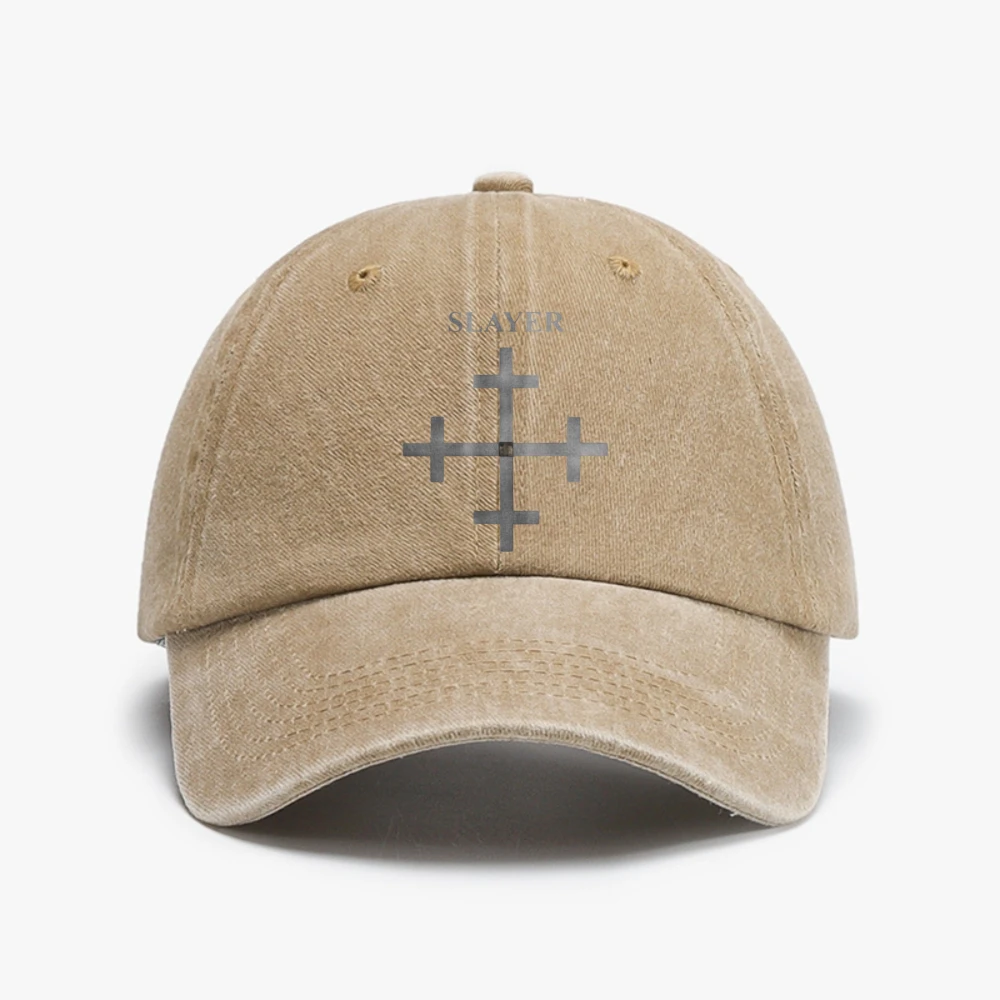 

Fashion Heavy Slayer Thrash Metal Baseball Cap Knight Jerusalem Cross Christian caps Washed Distressed Denim adjustable hats
