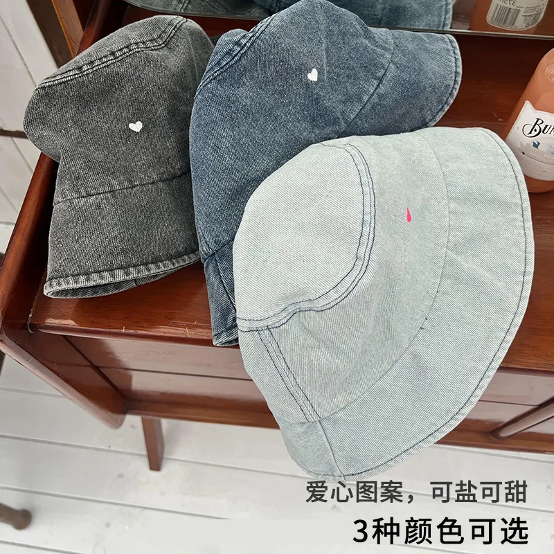 New Washed Cotton Retro Casual Jean Fisherman Hat Women's All-Match Big Brim-Proof Hat Women's Four Seasons