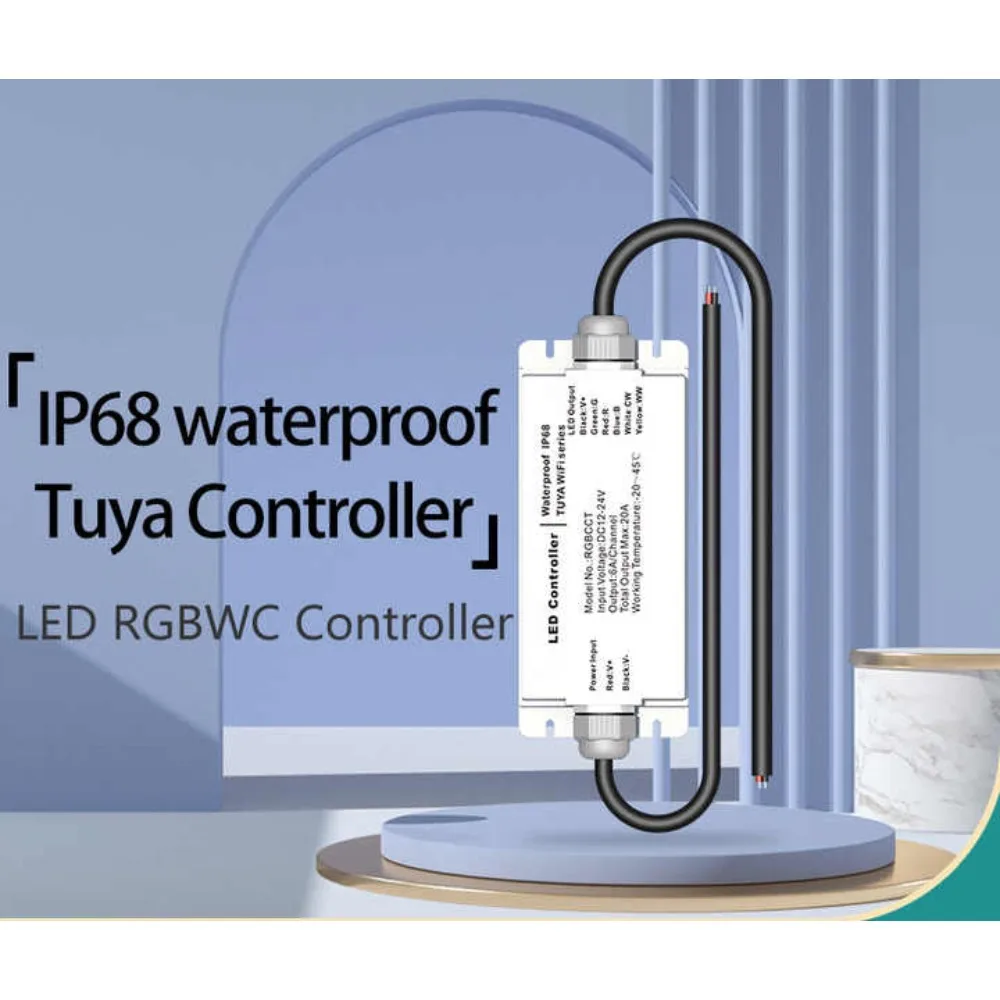 Imagem -05 - Controle Inteligente Wifi Led Rgbcw 12v 24v Ip68 Tuya Rgb Cct em Controlador à Prova Dágua para Smd 5050 Led Neon Strip