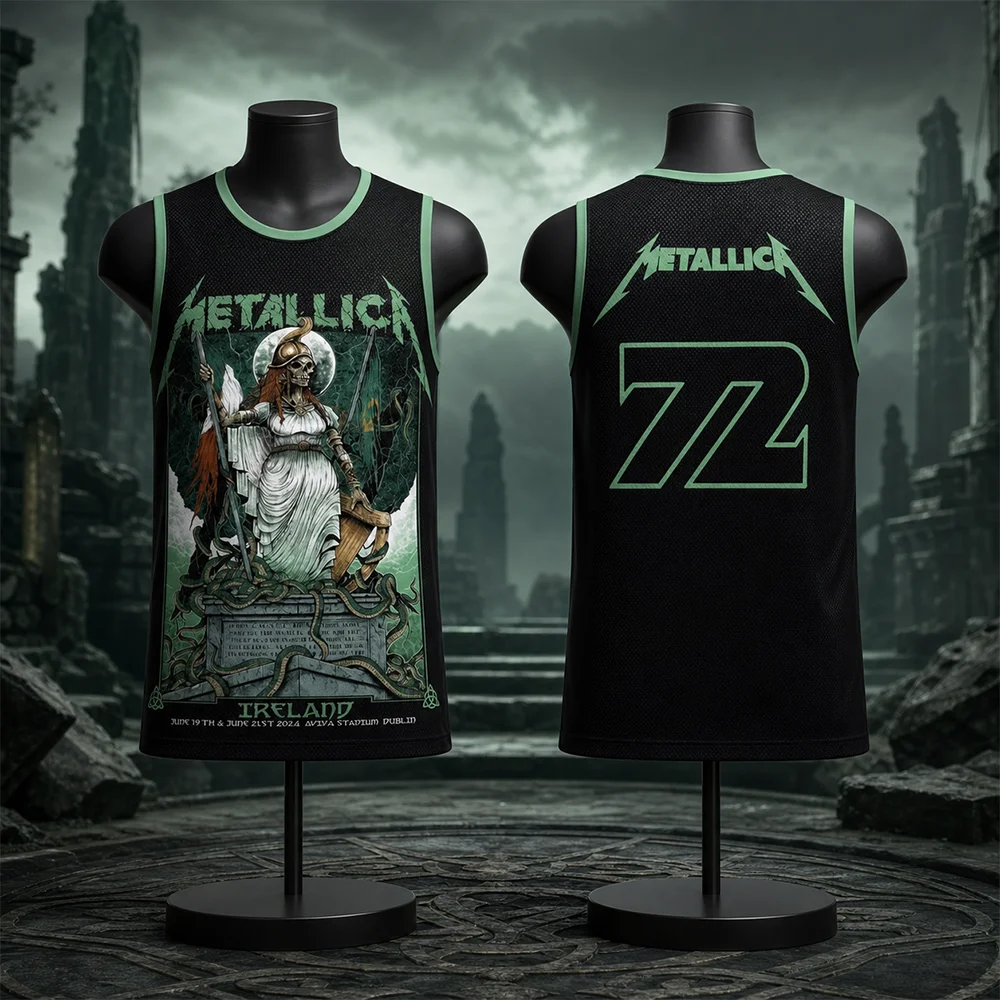 Metallica M72 European Tour 2026 Herren- und Damen-Basketballtrikot, Sommer, schnell trocknend, atmungsaktiv, passende Weste für Eltern und Kinder – Detail 3
