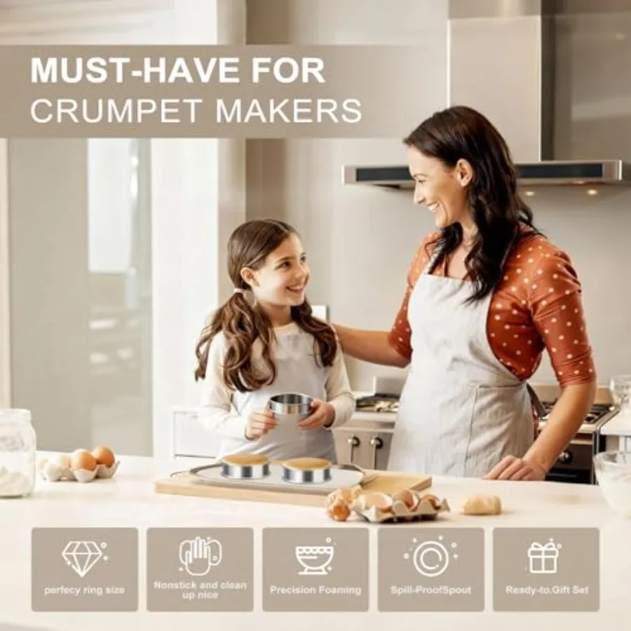 8 Stuks Crumpet Ringen 4 En 3.15 Ihes Anti-aanbak Engelse Muffin Ringen Rvs Dubbelgerolde Taart Ring Ronde Metalen gebak Rin