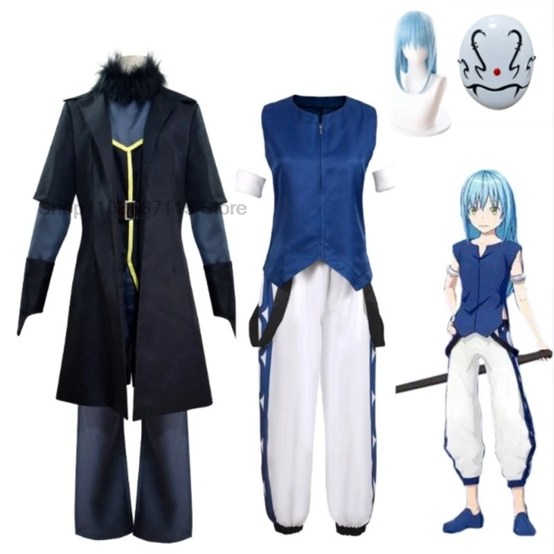 Rimuru Tempest That Time I Got Reincarnated As A Slime Season 2 Cosplay Costume Wig Anime Blue Shirt Pants Uniform Hair Props