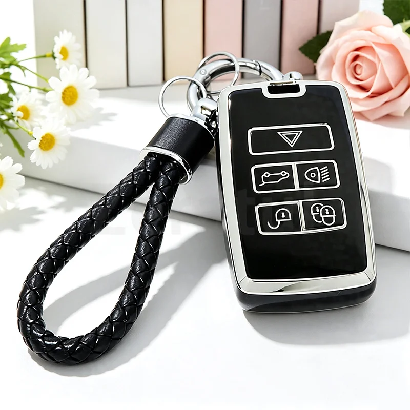 Auto Soft TPU Car Key Case Protector Cover Shell Fob for Land Rover Range Rover Sport Evoque Velar Discovery 5 2018 2019 2020